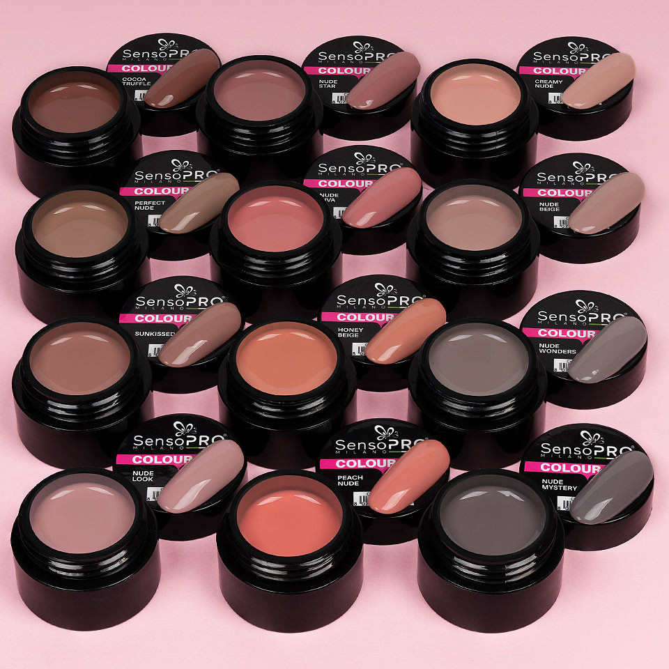 Set 12 Geluri UV Colorate SensoPRO Milano, Nude Temptation Collection