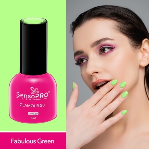 Oja Semipermanenta Glamour Gel SensoPRO Milano, #101 Fabulous Green, 8ml - Img 2