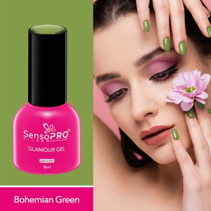 Oja Semipermanenta Glamour Gel SensoPRO Milano, #102 Bohemian Green, 8ml - Img 2