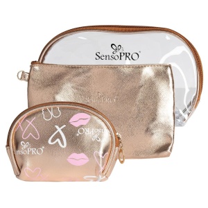 Portfard Travel SensoPRO Holiday, Transparent & Gold, set 3 buc