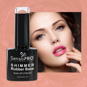 Shimmer Rubber Base SensoPRO Milano 10ml, Perfect Nude Shimmer Red 05 - Img 2