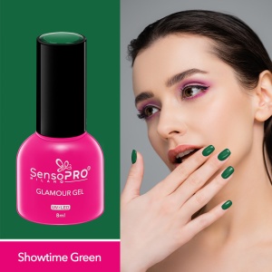 Oja Semipermanenta Glamour Gel SensoPRO Milano, #106 Showtime Green, 8ml - Img 2