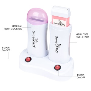 Incalzitor ceara dublu cu suport SensoPRO Milano WAX EXPERT DUO, Roz - Img 3