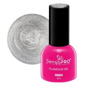 Oja Semipermanenta Glamour Gel SensoPRO Milano, 56 Silver Sparkle, 8ml