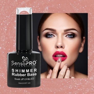 Shimmer Rubber Base SensoPRO Milano 10ml, Irresistible Nude Shimmer Silver 11 - Img 2